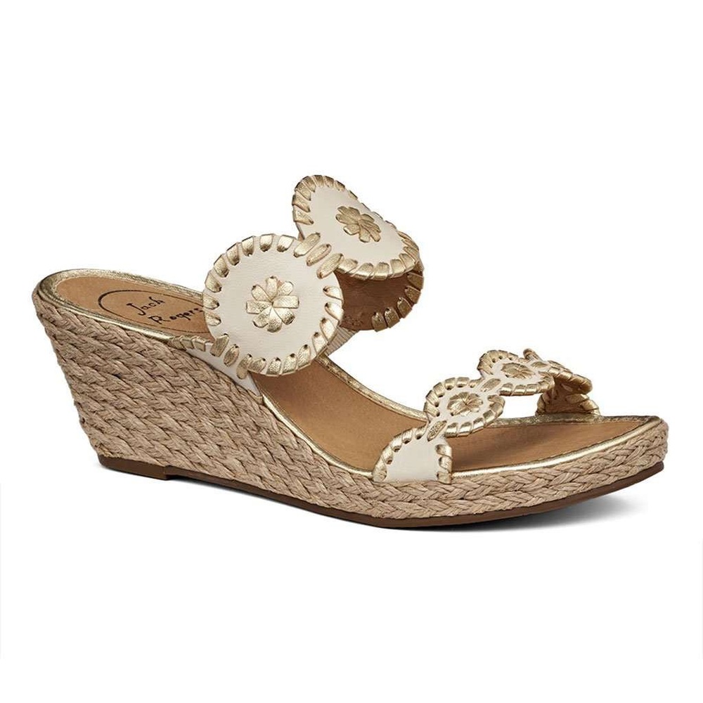 Classic Jack Rogers Cream and Gold Shelby Espadrille Sandals - Size 6 - Picture 6 of 8